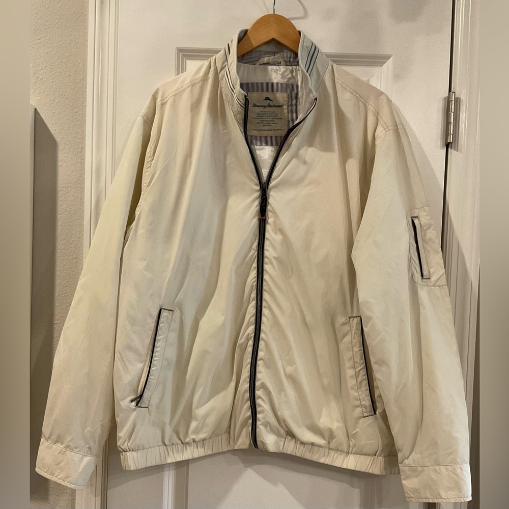 NWOT Tommy Bahama Men's Cream Windbreaker Bomber Jacket